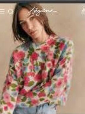 ‼️Moving Sale NWT Sezane Janelia Mohair Wool Floral Sweater in Size XXS